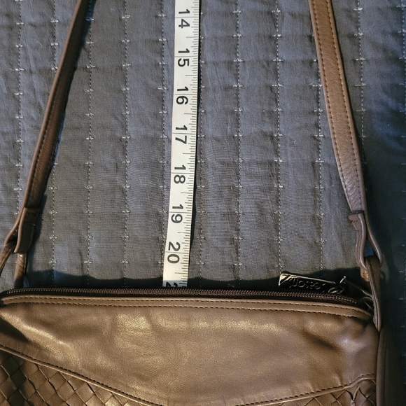 Four Seasons Handbags Women's Crossbody Brown Woven Leather Purse - Picture 11 of 12